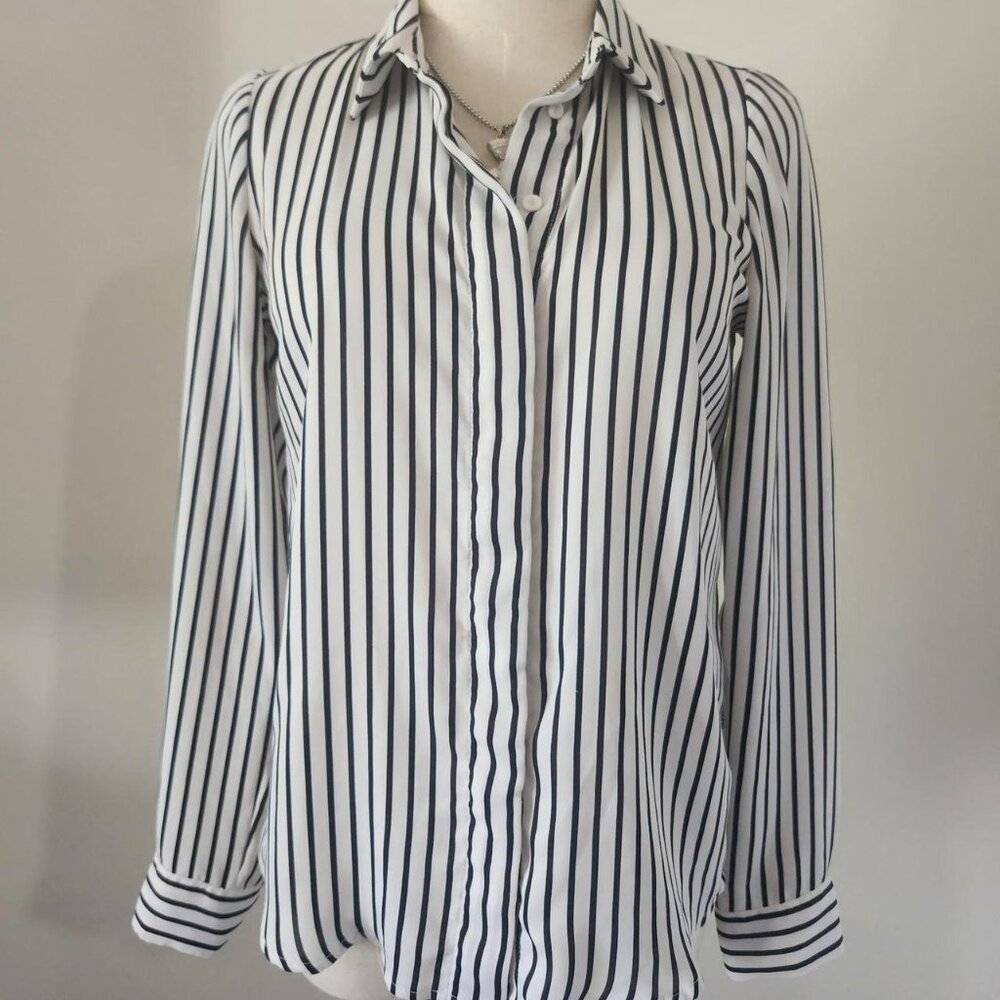 White & Black Striped H&M blouse. Size 4.